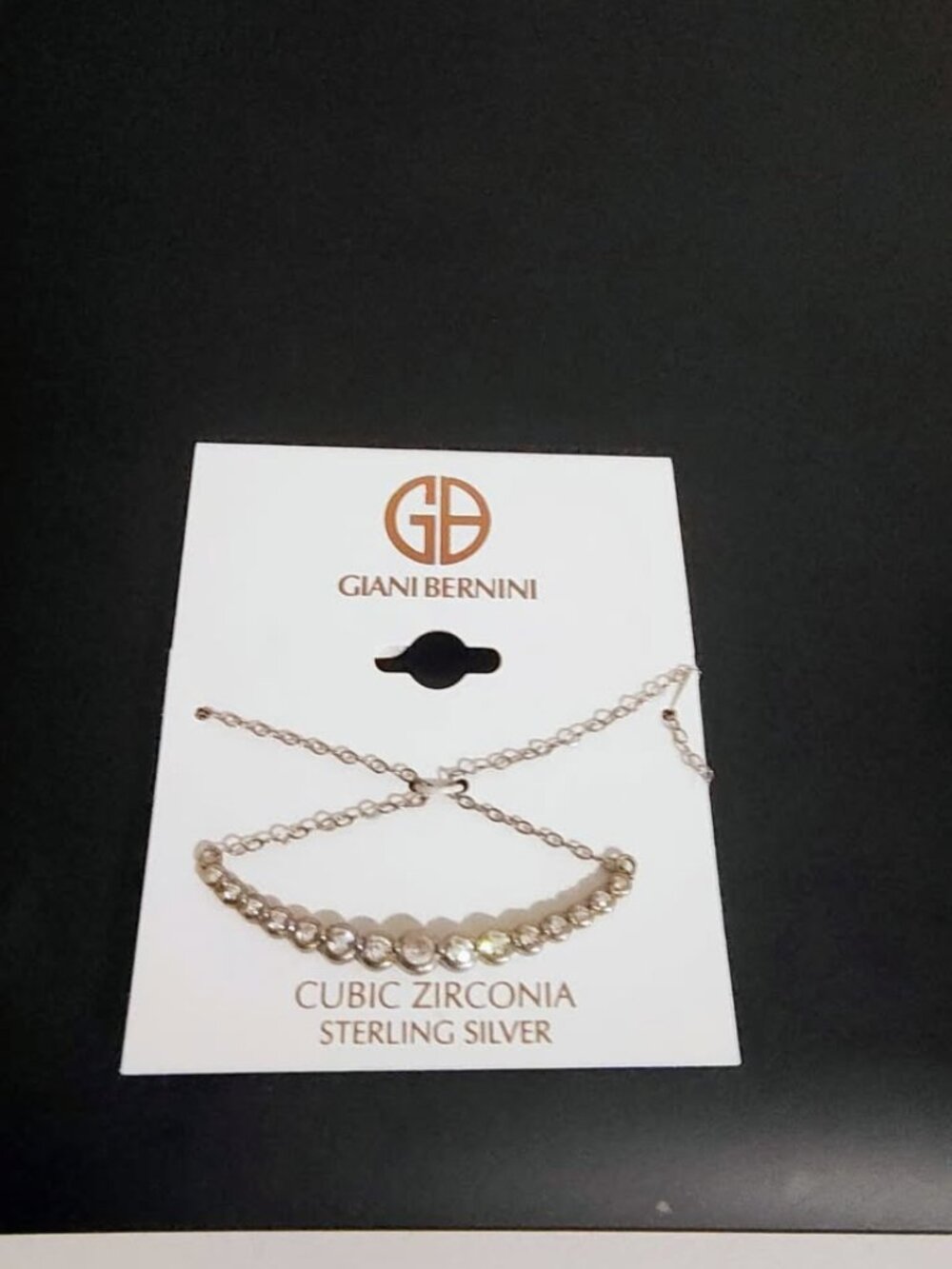 Giani Bernini Cubic Zirconia Bezel Curved Bar Collar Necklace, 16" + 2" extender